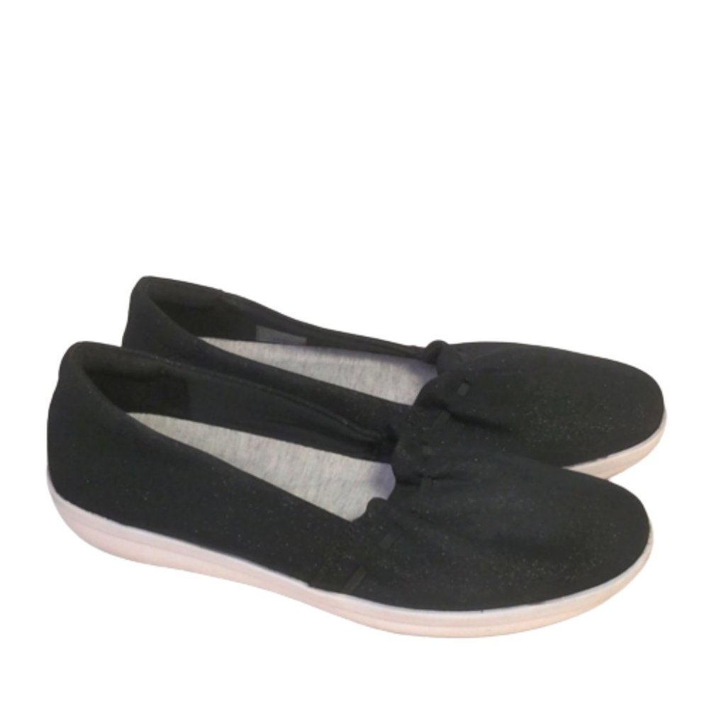 Cloudsteppers by Clarks Black Ballet Shimmer Gathered Flats Size 7